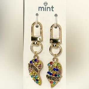 BAG CHARM Rainbow Crystal “Best Friends” Heart Bag Charms Keychain